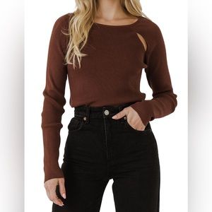 NWT- ENDLESS ROSE double cut out knit top